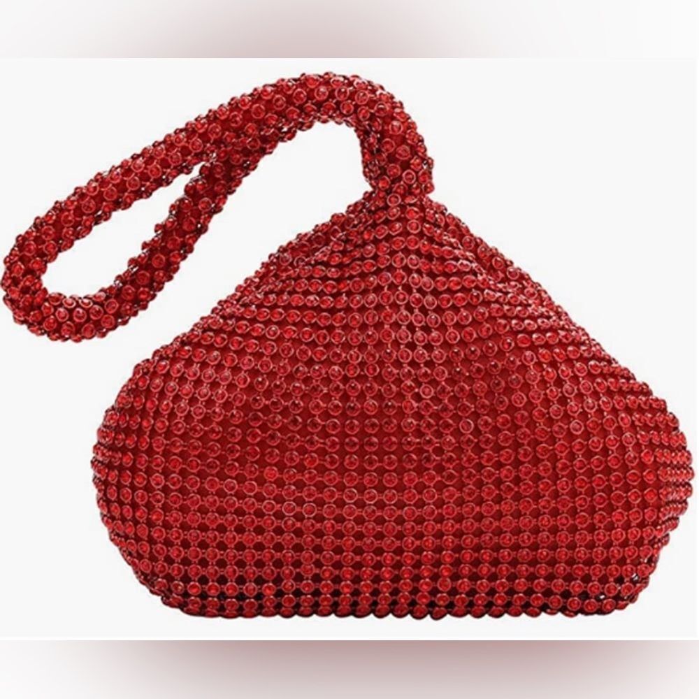 Red Triangle Bling Rhinestone Luxury Purse Clutch for Party Wedding Cocktails